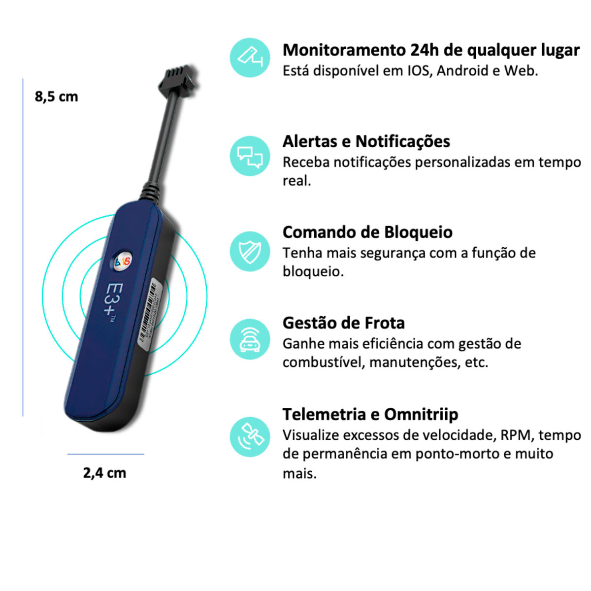Kit Rastreador Veicular GPS Bloqueador com Aplicativo BTRAK + Chip M2M